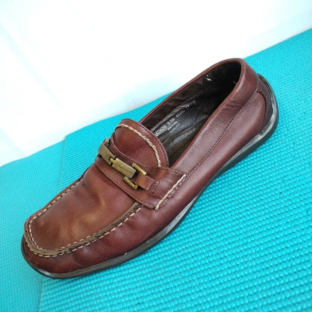 Structure Marathon Mens Leather Lined Slip On Loafers Brown 9.5M